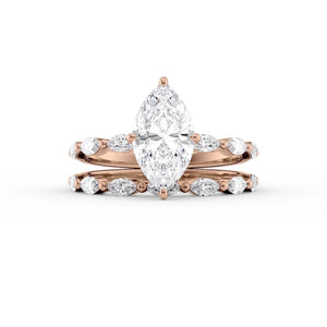 The Lucia Set Marquise  With A 3.5 Carat Marquise 14K Rose Gold Moissanite
