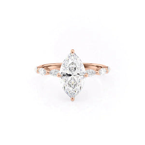 The Lucia Set With A 1 Carat Marquise 14K Rose Gold Lab Diamond