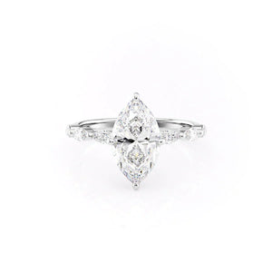 The Lucia Set Marquise  With A 2 Carat Marquise 18K White Gold Moissanite