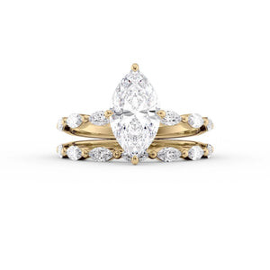 The Lucia Set With A 1 Carat Marquise 18K Yellow Gold Lab Diamond