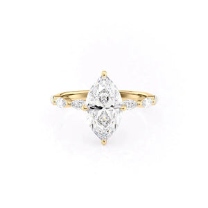 The Lucia Set With A 1 Carat Marquise 18K Yellow Gold Lab Diamond