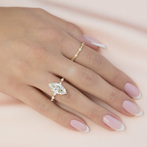 The Lucia Set With A 1 Carat Marquise 18K Yellow Gold Lab Diamond