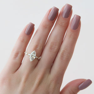The Lucia Set With A 1 Carat Marquise 18K Yellow Gold Lab Diamond