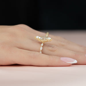 The Lucia Set With A 1 Carat Marquise 18K Yellow Gold Lab Diamond