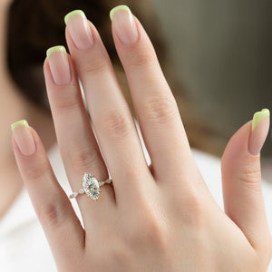 The Lucia Set With A 1 Carat Marquise 18K Yellow Gold Lab Diamond