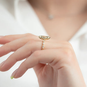 The Lucia Set With A 1 Carat Marquise 18K Yellow Gold Lab Diamond