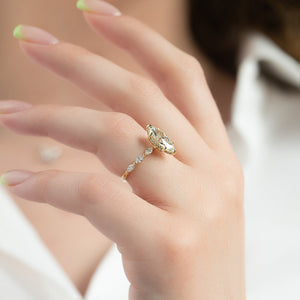 The Lucia Set With A 1 Carat Marquise 18K Yellow Gold Lab Diamond
