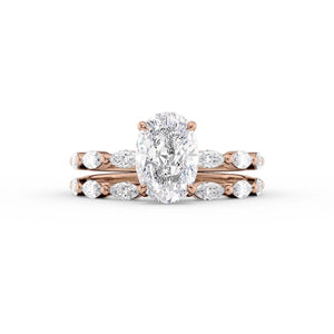 The Lucia Set With A 1 Carat Oval 14K Rose Gold Lab Diamond
