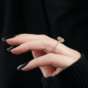 The Lucia Set With A 1 Carat Oval 14K Rose Gold Lab Diamond
