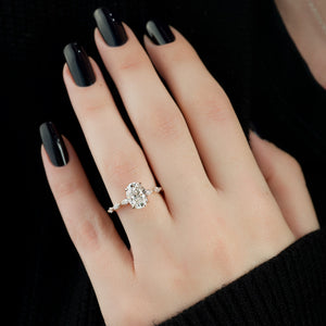 The Lucia Set With A 1 Carat Oval 14K Rose Gold Lab Diamond