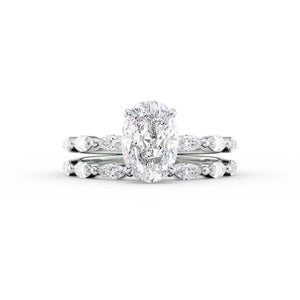 The Lucia Set Marquise  With A 3 Carat Oval 14K White Gold Moissanite