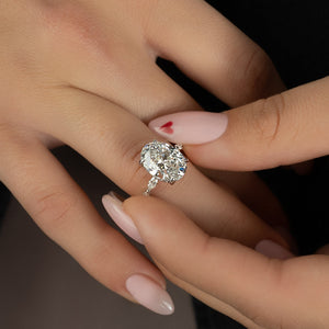 The Lucia Set Marquise  With A 3 Carat Oval 18K White Gold Moissanite