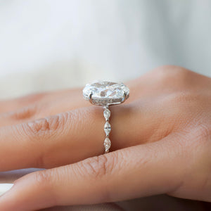 The Lucia Set Marquise  With A 3 Carat Oval 18K White Gold Moissanite