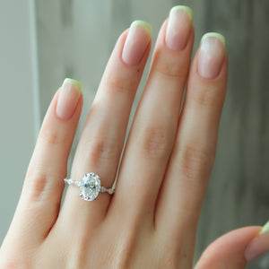 The Lucia Set Marquise  With A 3 Carat Oval 18K White Gold Moissanite