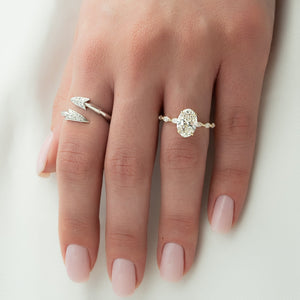 The Lucia Set Marquise  With A 3 Carat Oval 18K Yellow Gold Moissanite