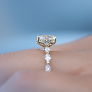 The Lucia Set Marquise  With A 3 Carat Oval 18K Yellow Gold Moissanite
