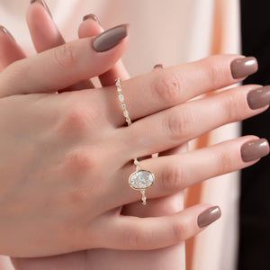The Lucia Set Marquise  With A 3 Carat Oval 18K Yellow Gold Moissanite