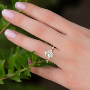 The Lucia Set Marquise  With A 3 Carat Oval 18K Yellow Gold Moissanite