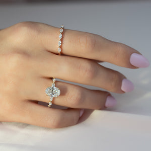The Lucia Set Marquise  With A 3 Carat Oval 18K Yellow Gold Moissanite