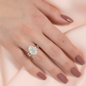 The Lucia Set Marquise  With A 3 Carat Oval 18K Yellow Gold Moissanite
