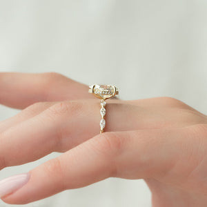 The Lucia Set Marquise  With A 3 Carat Oval 18K Yellow Gold Moissanite