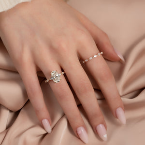 The Lucia Set Marquise  With A 3 Carat Oval 18K Yellow Gold Moissanite