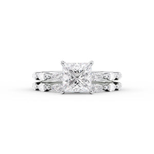 The Lucia Set Marquise  With A 3 Carat Princess 14K White Gold Moissanite