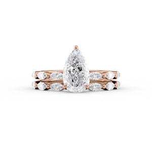 The Lucia Set Marquise  With A 2.5 Carat Pear 14K Rose Gold Moissanite