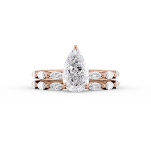 The Lucia Set With A 1 Carat Pear 14K Rose Gold Lab Diamond