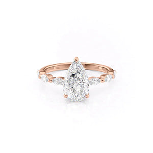 The Lucia Set Marquise  With A 2.5 Carat Pear 14K Rose Gold Moissanite