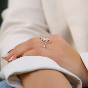 The Lucia Set With A 1 Carat Pear 14K Rose Gold Lab Diamond
