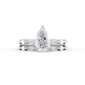 The Lucia Set With A 3 Carat Pear 14K White Gold Lab Diamond