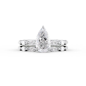 The Lucia Set Marquise  With A 3 Carat Pear 18K White Gold Moissanite