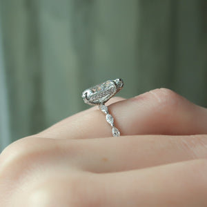 The Lucia Set Marquise  With A 3 Carat Pear 18K White Gold Moissanite