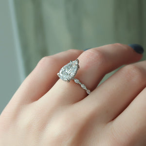 The Lucia Set Marquise  With A 3 Carat Pear 18K White Gold Moissanite