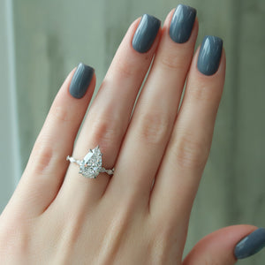 The Lucia Set Marquise  With A 3 Carat Pear 18K White Gold Moissanite