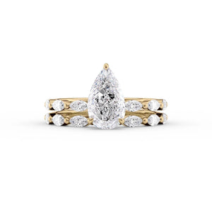 The Lucia Set With A 2 Carat Pear 18K Yellow Gold Lab Diamond