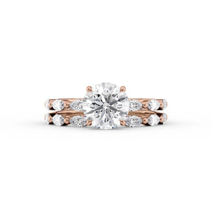 The Lucia Set With A 1 Carat Round 14K Rose Gold Lab Diamond