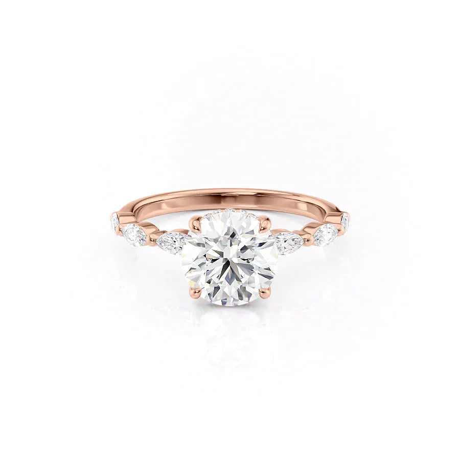 The Lucia Set With A 1 Carat Round 14K Rose Gold Lab Diamond