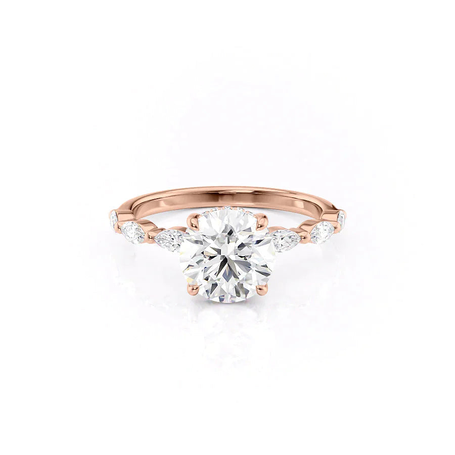 The Lucia Set With A 2 Carat Round 18K Rose Gold Lab Diamond