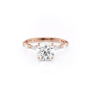 The Lucia Set With A 2 Carat Round 18K Rose Gold Lab Diamond