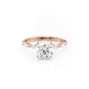 The Lucia Set With A 3 Carat Round 14K Rose Gold Lab Diamond