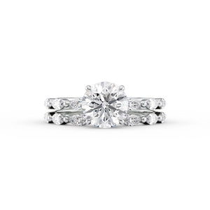 The Lucia Set Marquise  With A 3 Carat Round 14K White Gold Moissanite