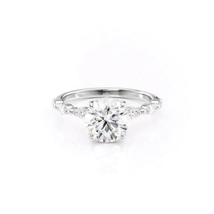 The Lucia Set Marquise  With A 1 Carat Round 14K White Gold Moissanite