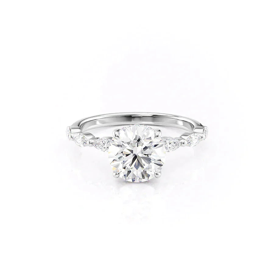 The Lucia Set With A 2 Carat Round 18K White Gold Lab Diamond