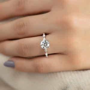 The Lucia Set Marquise  With A 3 Carat Round 14K White Gold Moissanite