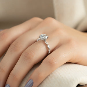 The Lucia Set Marquise  With A 3 Carat Round 14K White Gold Moissanite