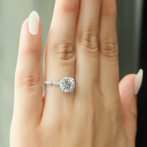 The Lucia Set Marquise  With A 3 Carat Round 14K White Gold Moissanite