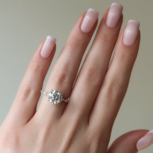 The Lucia Set Marquise  With A 3 Carat Round 14K White Gold Moissanite