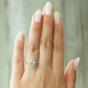 The Lucia Set Marquise  With A 3 Carat Round 14K White Gold Moissanite